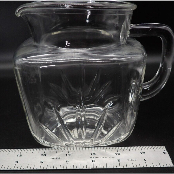 Federal Glass Star Clear Pitcher 36 oz Pressed Glass USA Juice Barware Vintage - Picture 3 of 6